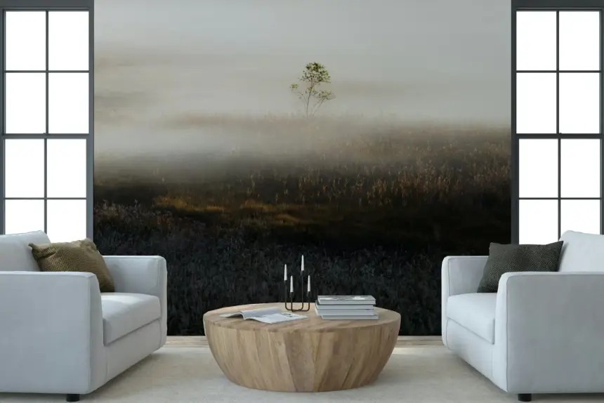 Misty Dawn Meadow Wall Mural - 2402841