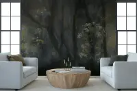 Painterly Dark Forest Wildflower Wall Mural