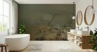 Misty Woodland Tree Branches Wall Mural
