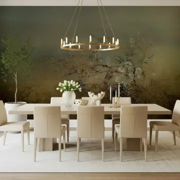 Misty Woodland Tree Branches Wall Mural
