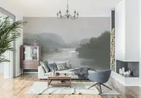 Misty Abstract River Landscape Wall Mural