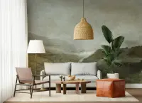 Misty Green Mountain Landscape Wall Mural