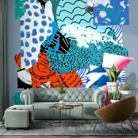 Abstract Cutout Shapes Patchwork Wallpaper Mural