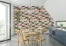 Retro Geometric Circles and Squares Pattern Wallpaper 5