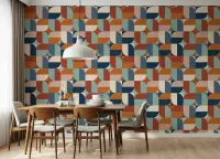 Vibrant Mid-Century Modern Geometric Pattern Wallpaper