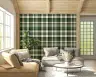 Modern Green and Beige Tartan Check Wallpaper 2
