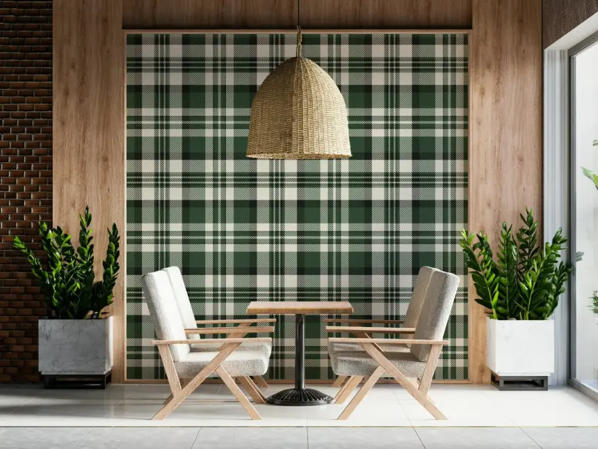 Modern Green Plaid Wallpaper