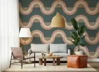 Retro Wavy Arcs Geometric Wallpaper
