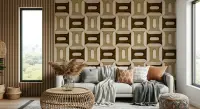 Earthy Tones Interlocking Geometric Wallpaper