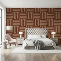 Warm Terracotta Geometric Interlock Wall Mural