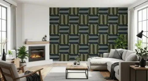Modern Geometric Interlocking Pattern Wallpaper