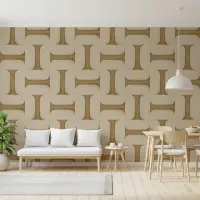Camel Beige Interlocking Geometric Wallpaper