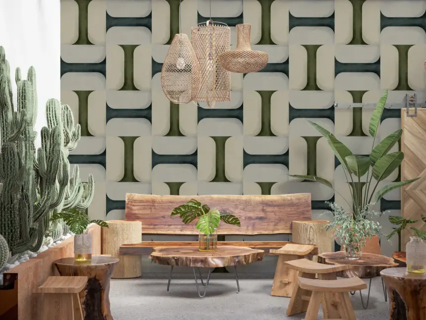 Modern Textured Tiles Winter Wallpaper