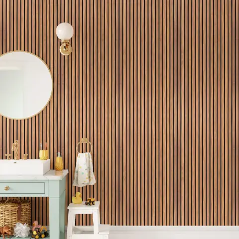 Modern Vertical Wood Slat Wall Mural