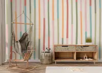 Playful Pastel Striped Geometric Wallpaper