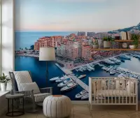 Monaco Coastal Marina Cityscape Wall Mural
