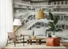 Monochrome Library Architectural Wall Mural 1
