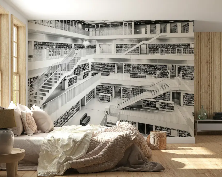 Monochrome Library Wall Mural -2597974