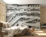 Monochrome Library Architectural Wall Mural 3