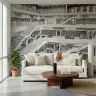 Monochrome Library Architectural Wall Mural 4