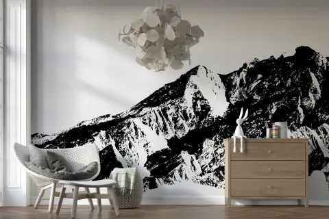 Abstract Monochrome Mountain Peak Wall Mural