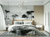 Minimalist Monochrome Treescape Wall Mural