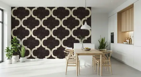 Elegant Dark Ogee Geometric Pattern Wallpaper