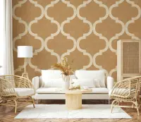 Elegant Golden Tan Ogee Geometric Wallpaper