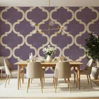 Elegant Plum and Beige Moroccan Ogee Wallpaper