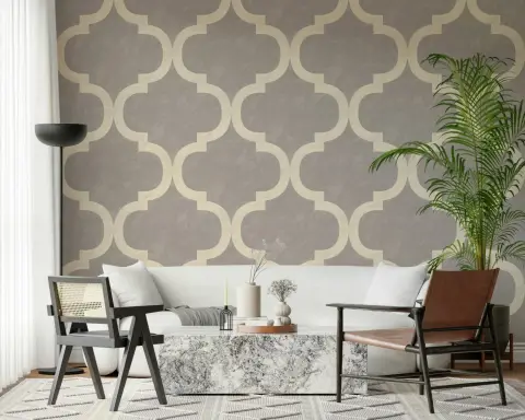 Elegant Grey Moroccan Ogee Pattern Wallpaper