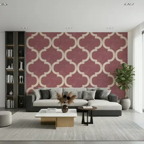 Vintage Rose Moroccan Ogee Pattern Wallpaper