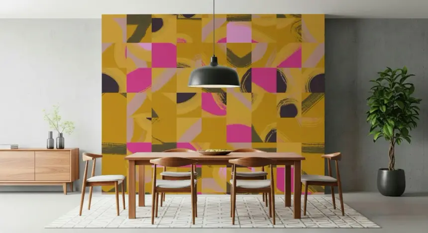 Mosaic Brushstrokes Abstract Wall Mural