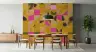 Mustard Magenta Charcoal Abstract Grid Mural 1