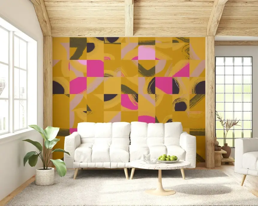 Mosaic Brushstrokes Abstract Wall Mural