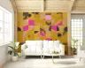 Mustard Magenta Charcoal Abstract Grid Mural 3