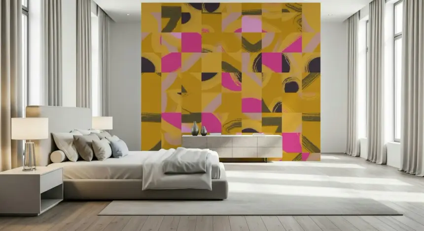 Mosaic Brushstrokes Abstract Wall Mural