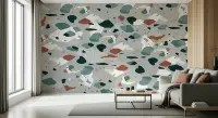 Teal Terracotta Irregular Terrazzo Pattern Wallpaper