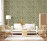 Textured Moss Green Fan Leaf Pattern Wall Mural 1