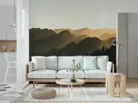 Golden Hour Mountain Forest Wall Mural