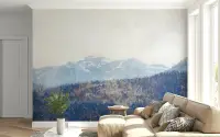 Misty Mountain Range Forest Wall Mural