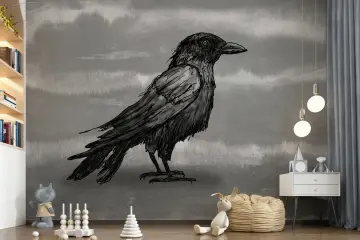 Artistic Sketch Crow Wall Mural