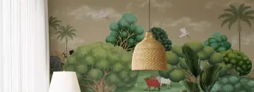 Pichwai Inspired Forest Animals Wall Mural