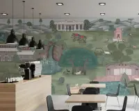 Mughal Palace and Wildlife Landscape Wall Mural