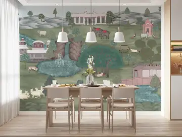 Mughal Palace and Wildlife Landscape Wall Mural