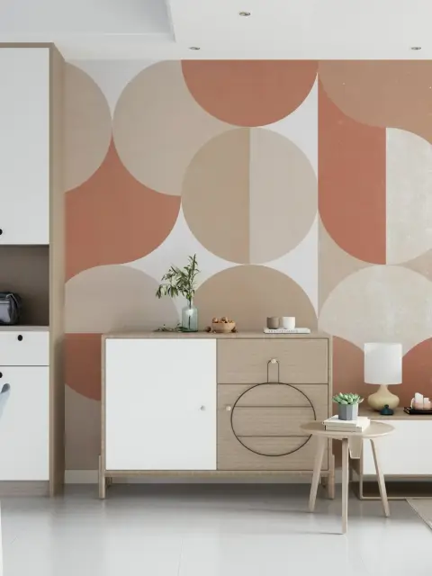 Geometric Circles Wall Mural in Warm Tones