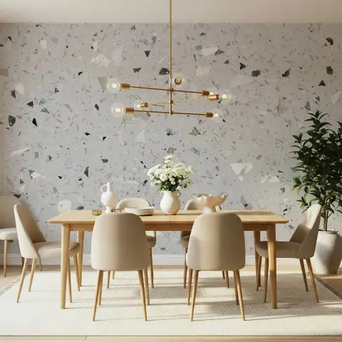 Contemporary Grey Terrazzo Speckle Wallpaper