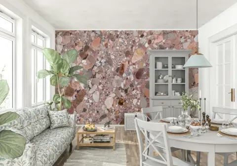 Pink Terrazzo Stone Texture Wall Mural