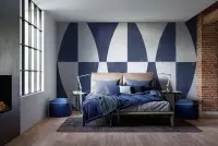 Modern Navy Blue Abstract Geometric Wallpaper