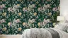 Elegant Emerald Floral Bird Pattern Wallpaper 1