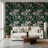 Elegant Emerald Floral Bird Pattern Wallpaper 4